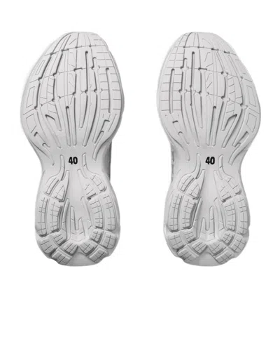 Balenciaga Monday White Low Top Sneakers With Logo Detail And Embossed Size On The Rear In Leather And Fabric M In Gray