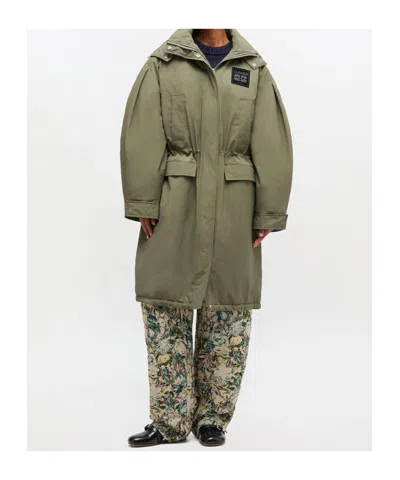 Ganni Oversized Double-breasted Checked Brushed-wool Coat In Green