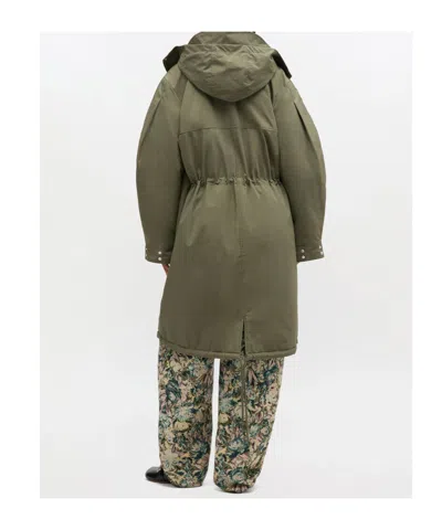 Ganni Oversized Double-breasted Checked Brushed-wool Coat In Green
