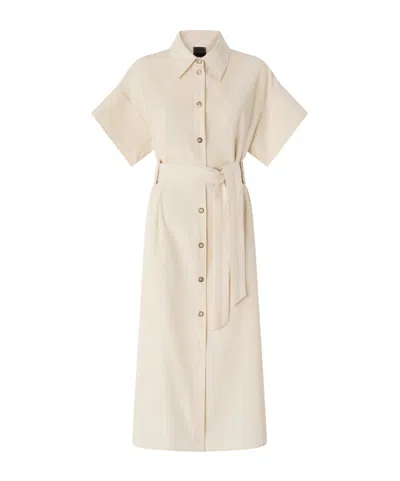 Pinko Button Belted Midi Shirt Dress In Neutral