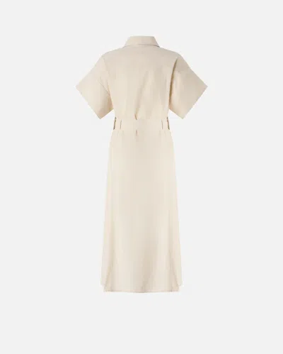 Pinko Button Belted Midi Shirt Dress In Neutral