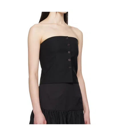 Amomento Black Button Up Bustier Top In Black