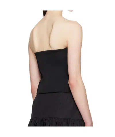 Amomento Black Button Up Bustier Top In Black