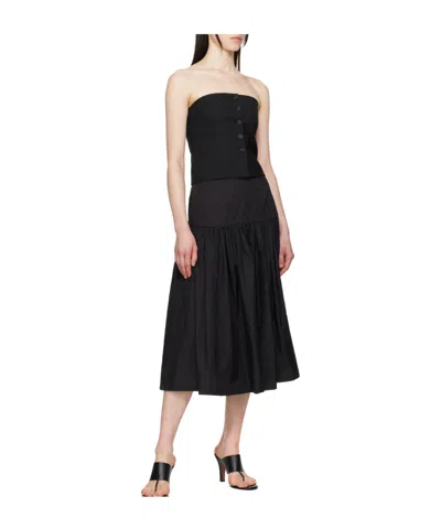 Amomento Black Button Up Bustier Top In Black