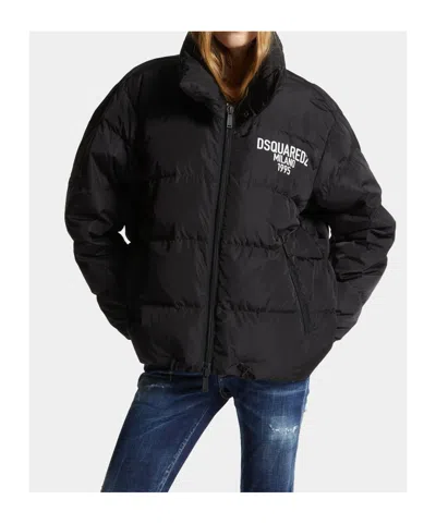Dsquared2 Logo Printed Down Jacket In Black
