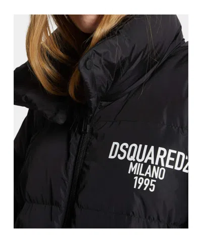 Dsquared2 Logo Printed Down Jacket In Black