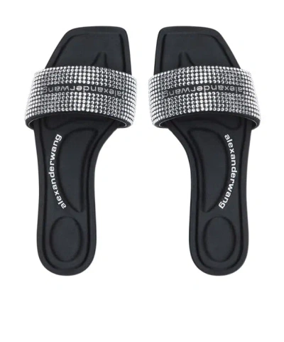Alexander Wang Embellished Hotfix Vy Sandals In Black