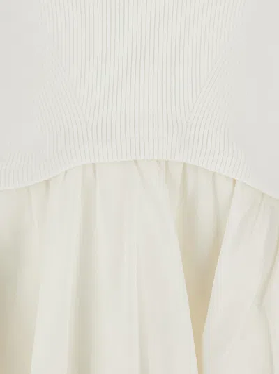 Simkhai Kenny White Crewneck Mini Dress With Puffed Skirt In Viscose Blend Woman