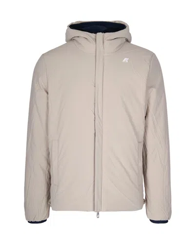 K-way Blue Stretch Dot Zip Jacket In Blue