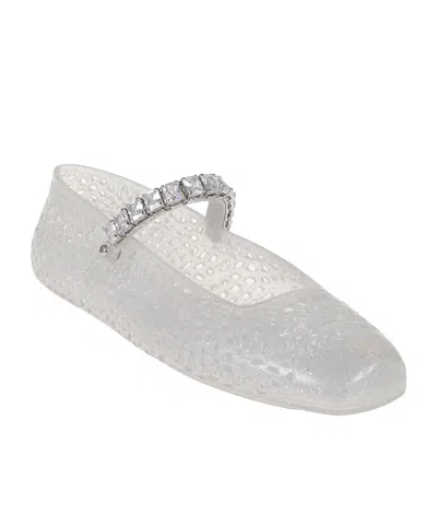 Jimmy Choo Clear Jelly Ballerina Flats With Crystal Embellishment In White