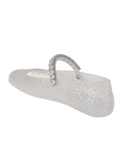 Jimmy Choo Clear Jelly Ballerina Flats With Crystal Embellishment In White
