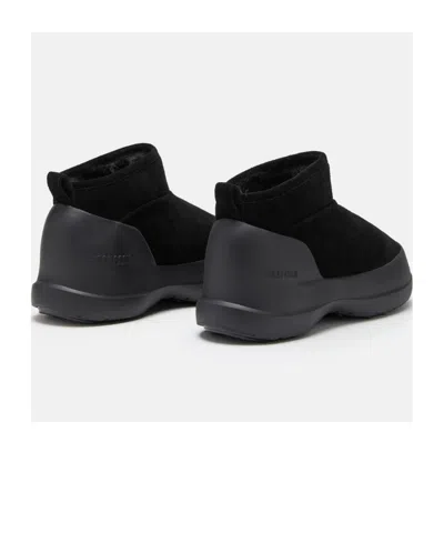 Moon Boot Mezzaluna Suede Ankle Boots Pull Tab In Black