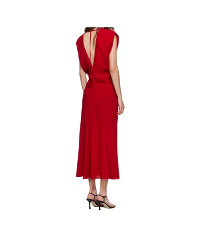 St Agni Plunge Draped Crepe Maxi Dress In Red