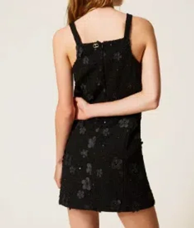 Twinset Floral-embellished Dress In Black