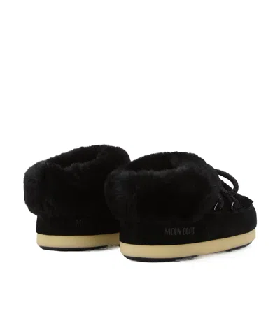 Moon Boot Black Logo Mules In Black
