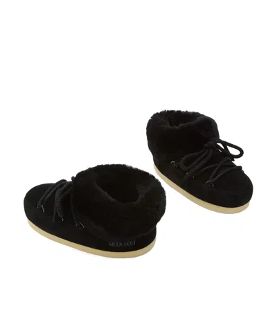 Moon Boot Black Logo Mules In Black