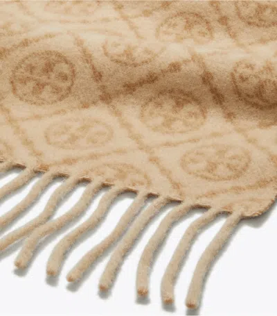 Tory Burch T Monogram Printed Fringed Scarf In Pattern