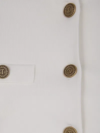 Twinset Scalloped Buttoned Jacket In White