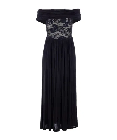 Zimmermann Off-the-shoulder Lace-trimmed Gathered Stretch-jersey Maxi Dress In Black