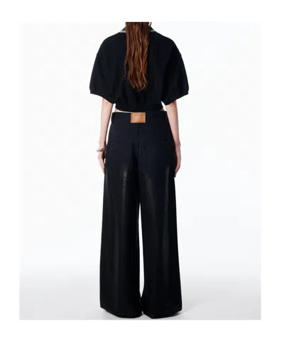 Alexander Wang Women Cropped Cotton Polo Shirt In Black