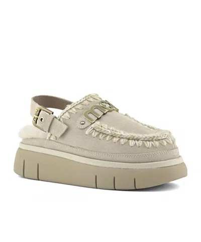 Mou Bounce Back Strapped Clogs In White
