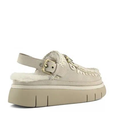 Mou Bounce Back Strapped Clogs In White