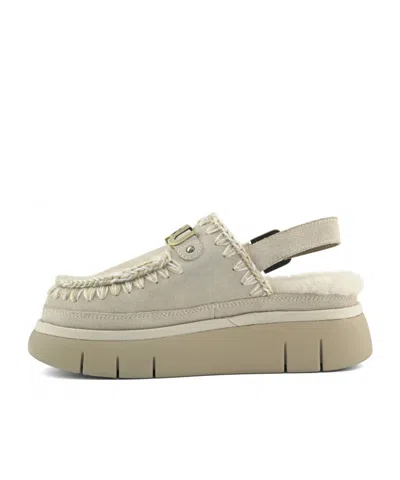 Mou Bounce Back Strapped Clogs In White