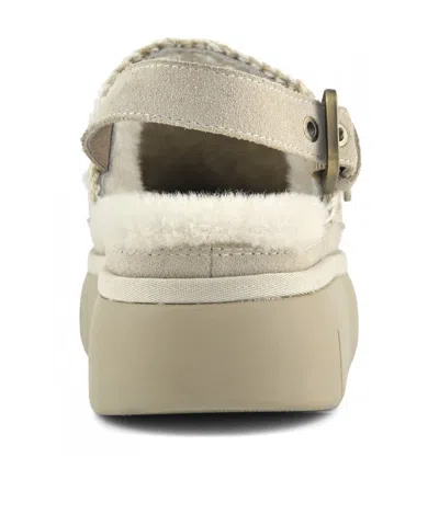 Mou Bounce Back Strapped Clogs In White