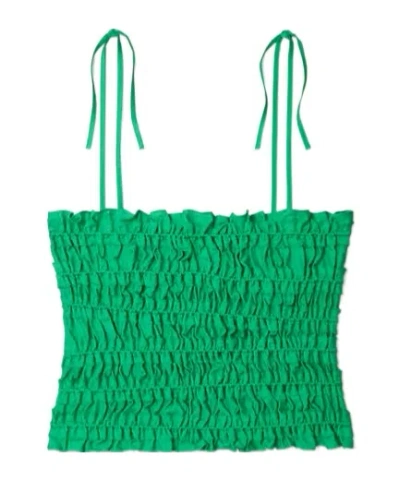 Tory Burch Ruched Strap Top In Green