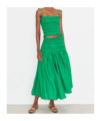 Tory Burch Ruched Strap Top In Green