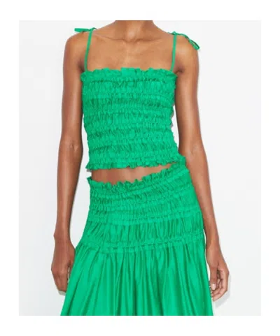 Tory Burch Ruched Strap Top In Green