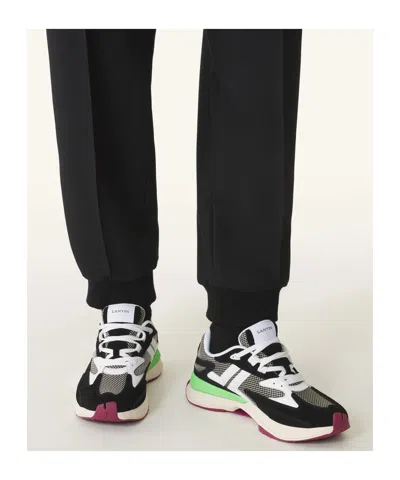 Lanvin Mesh-panel Leather Sneakers In Multi