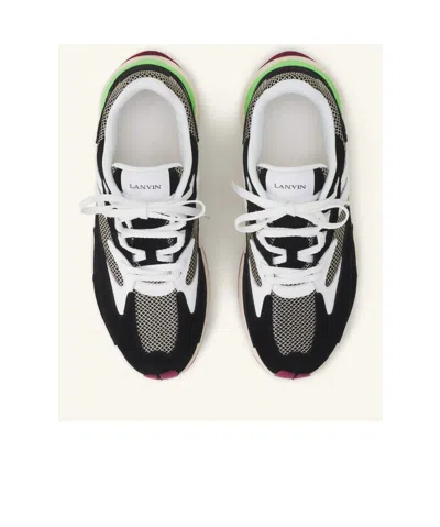 Lanvin Mesh-panel Leather Sneakers In Multi