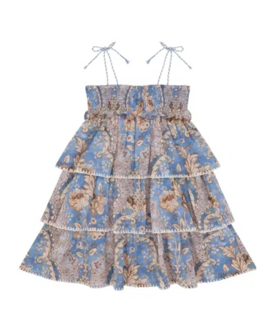 Zimmermann Daylight Kids Tiered Dress In Blue