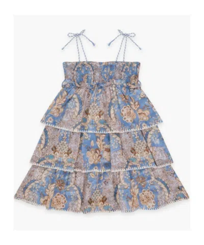 Zimmermann Daylight Kids Tiered Dress In Blue