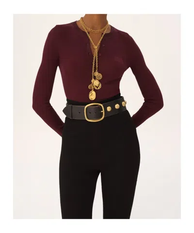 Chloé Pull Henley En Maille De Laine Extrafine In Purple