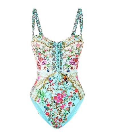 Camilla Lace Up Underwire Moulded Cup One Piece Sultans And Queens In Blue