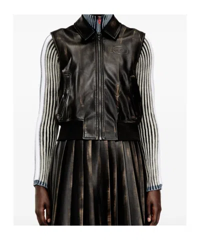 Diesel Distressed Mini Gilet Bomber For Women In Multi