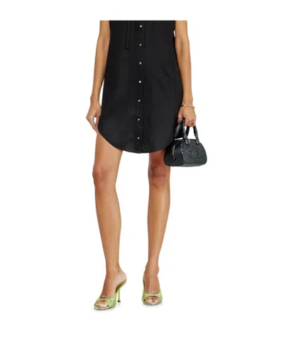 Diesel 1dr Dome-mini Bowling Bag In Snake-effect Leather In Black
