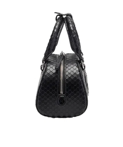 Diesel 1dr Dome-mini Bowling Bag In Snake-effect Leather In Black