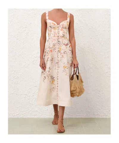 Zimmermann Luna Buttoned Picnic Dress In Cream Songbird