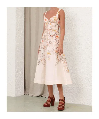Zimmermann Luna Buttoned Picnic Dress In Cream Songbird