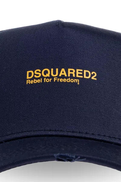 Dsquared2 Logo-printed Distressed Baseball Cap In Black