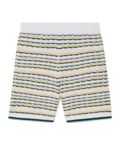 Casablanca Men White Crochet Cotton Tuck Stitch Shorts In Multi
