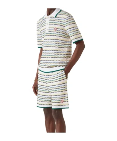 Casablanca Men White Crochet Cotton Tuck Stitch Shorts In Multi