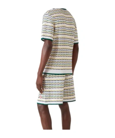 Casablanca Men White Crochet Cotton Tuck Stitch Shorts In Multi