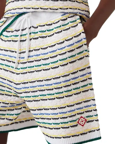 Casablanca Men White Crochet Cotton Tuck Stitch Shorts In Multi