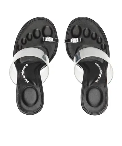 Alexander Wang Bianca 105mm Sandal With Crystal Toe Ring In Black