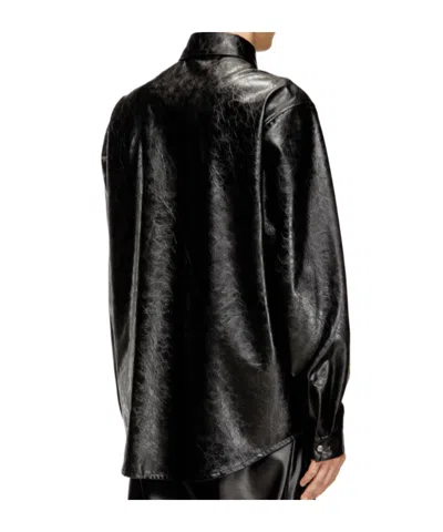 Diesel Textured Shirt With Branded Buttons In Black