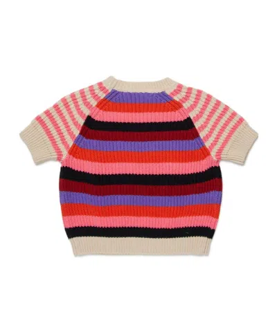 Marni Kids Striped-pattern Knitted T-shirt In Multi